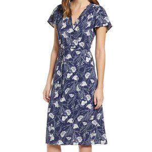 Nordstrom Leith Blue Floral Wrap Dress (Size Small)